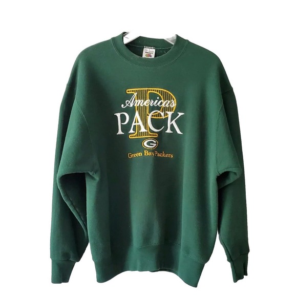 Fruit of the Loom Tops - Vintage 90s Size L Green Bay Packers Sweatshirt Americas Pack Fruit Of The Loom